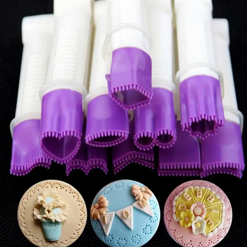 

Useful 10Pcs Frill Curve Sweets Clip Fondant Cake Clamp Crimper Cutter Mold Kitchen Set Cake Modelling Tools Clay Carve Mould