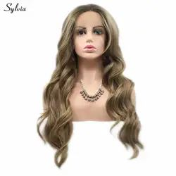 Sylvia вечерние парик для девочек коричневый блондинка синтетический Синтетические волосы на кружеве парики перетащите queen hair тело волна