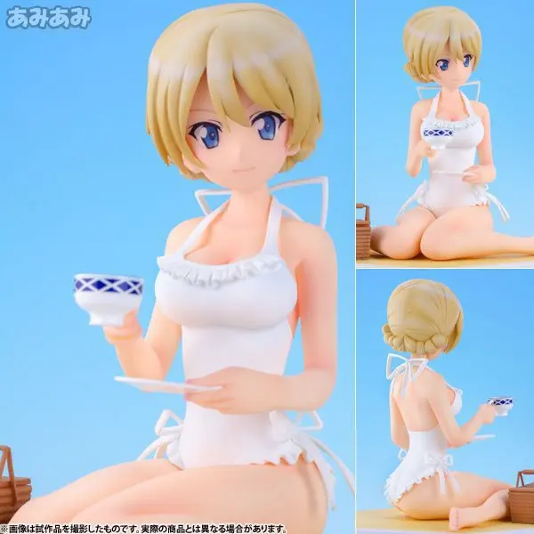 

New 4" Anime Girls und Panzer Darjeeling Wave Beach Queens Ver. 10cm PVC Action figure Collection Model Doll Toy Gift