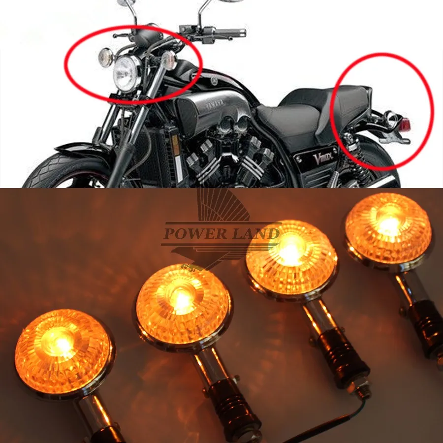 2pairs Mototcycle Clear Lens Amber Light Turn Signal Lights Lamp