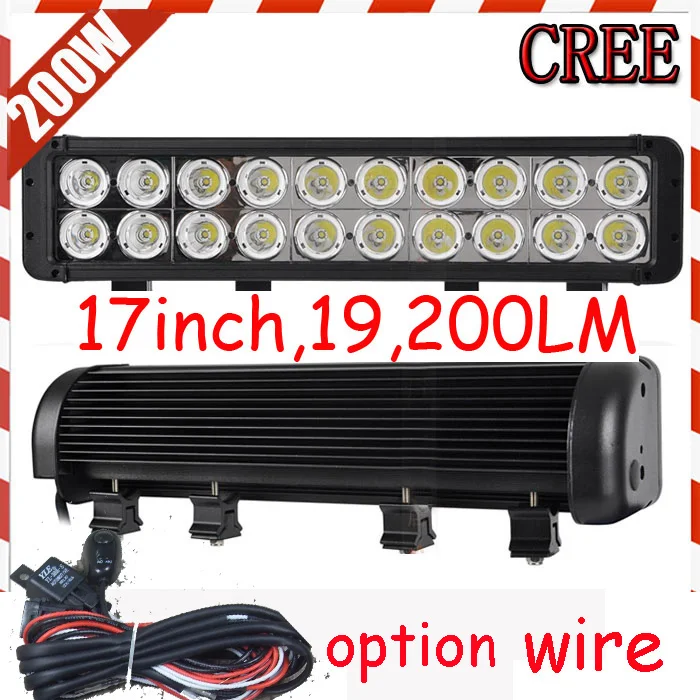 

Free ship! 17.2" 200W,19200LM,10~30V,6500K,LED working bar;led offroad bar,Option wire harness,SUV,LED bar light