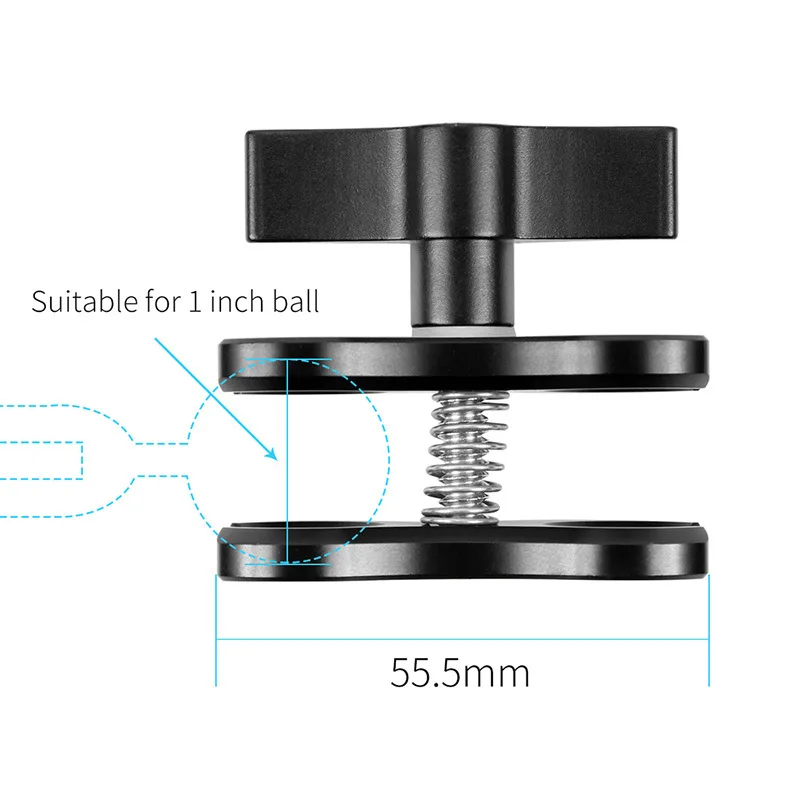 Aluminum CNC 2-Hole Diving butterfly clip Clamp Light Arm Ball Head  Mount Adapter For Gopro Xiaomi Yi Action Camera Tripod Accessories (3)