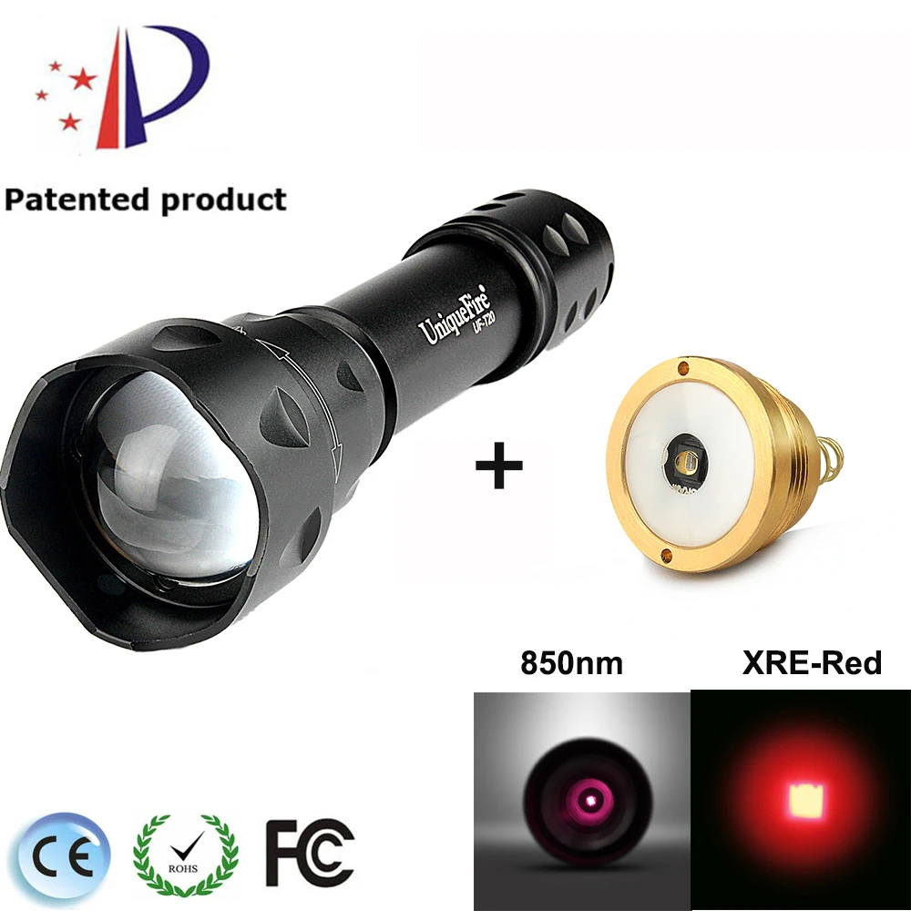 ЕС продукта! Фонарик UF T20 xre светодиоды красный свет портативный фонарик + IR850nm