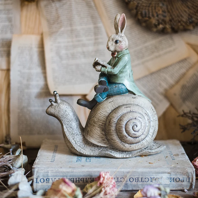 Аксессуары для украшения дома, джентльменский кролик, сидящий на спине змея, для чтения книги, Декор, статуэтка, украшение для гостиной, подарок