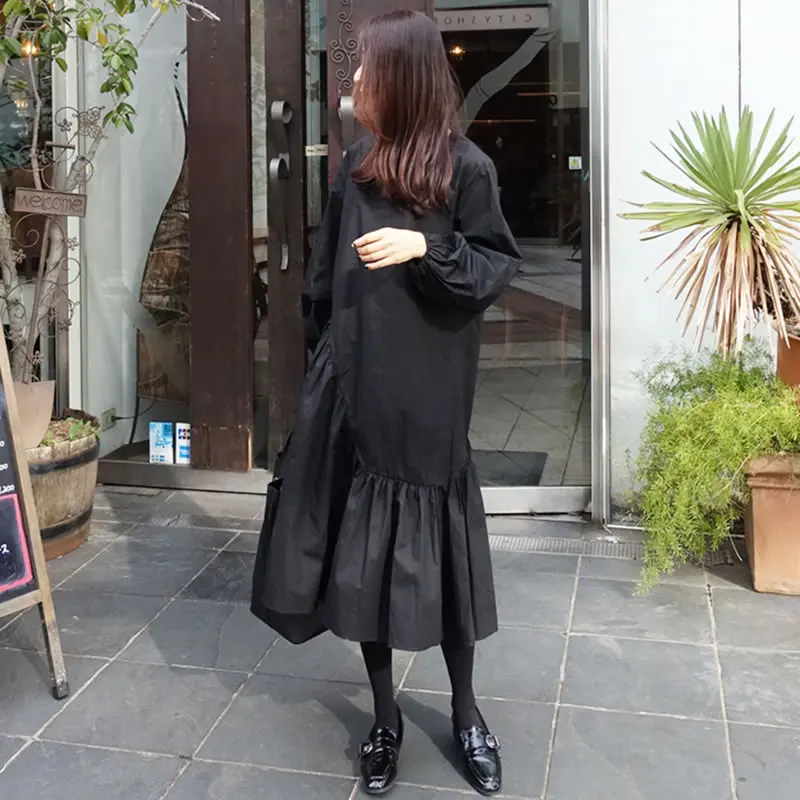 XITAO-Spring-2018-New-Arrival-Loose-O-neck-Fashion-Female-Dress-Solid-Color-Full-Sleeve (1)