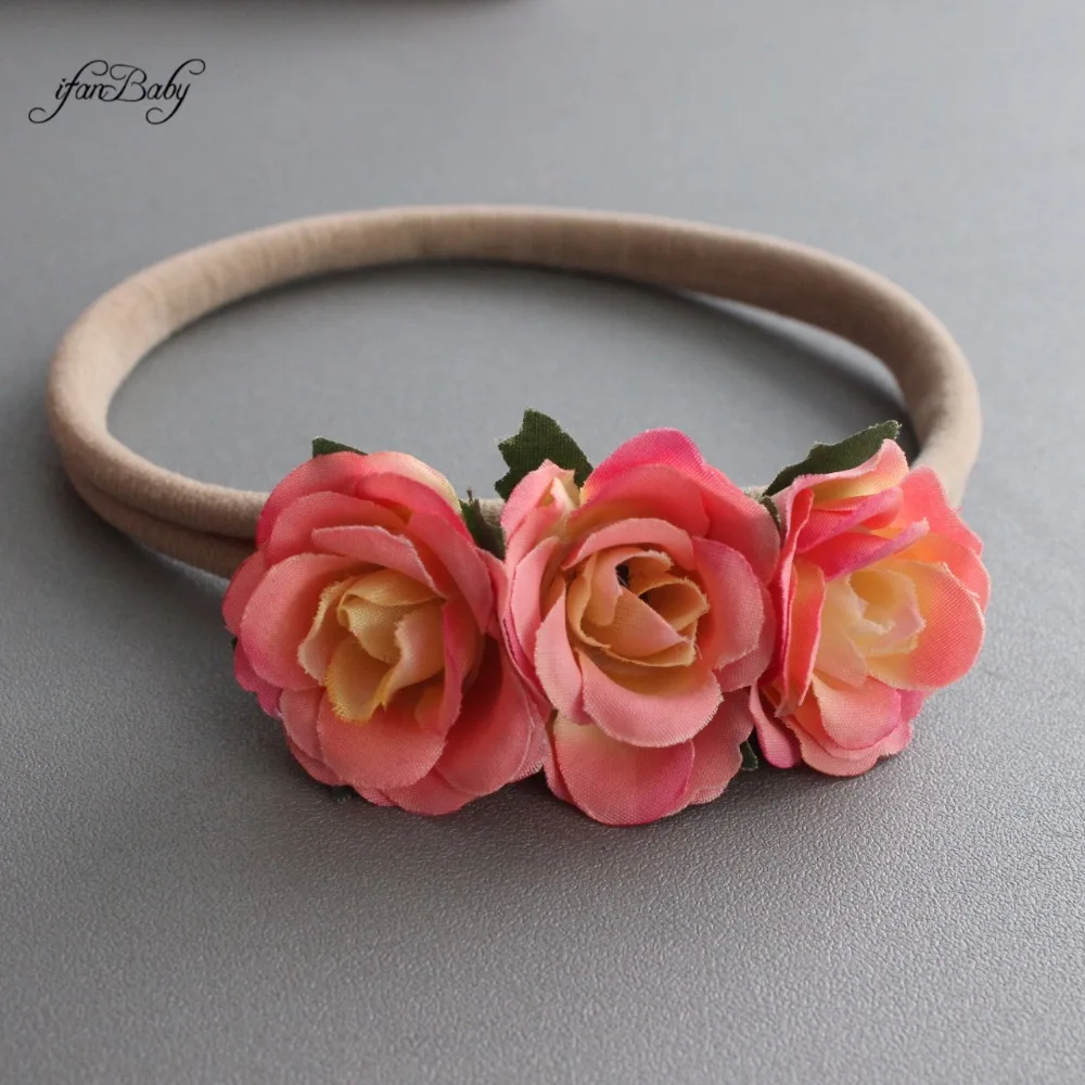 kids nylon Rose flower headband 10