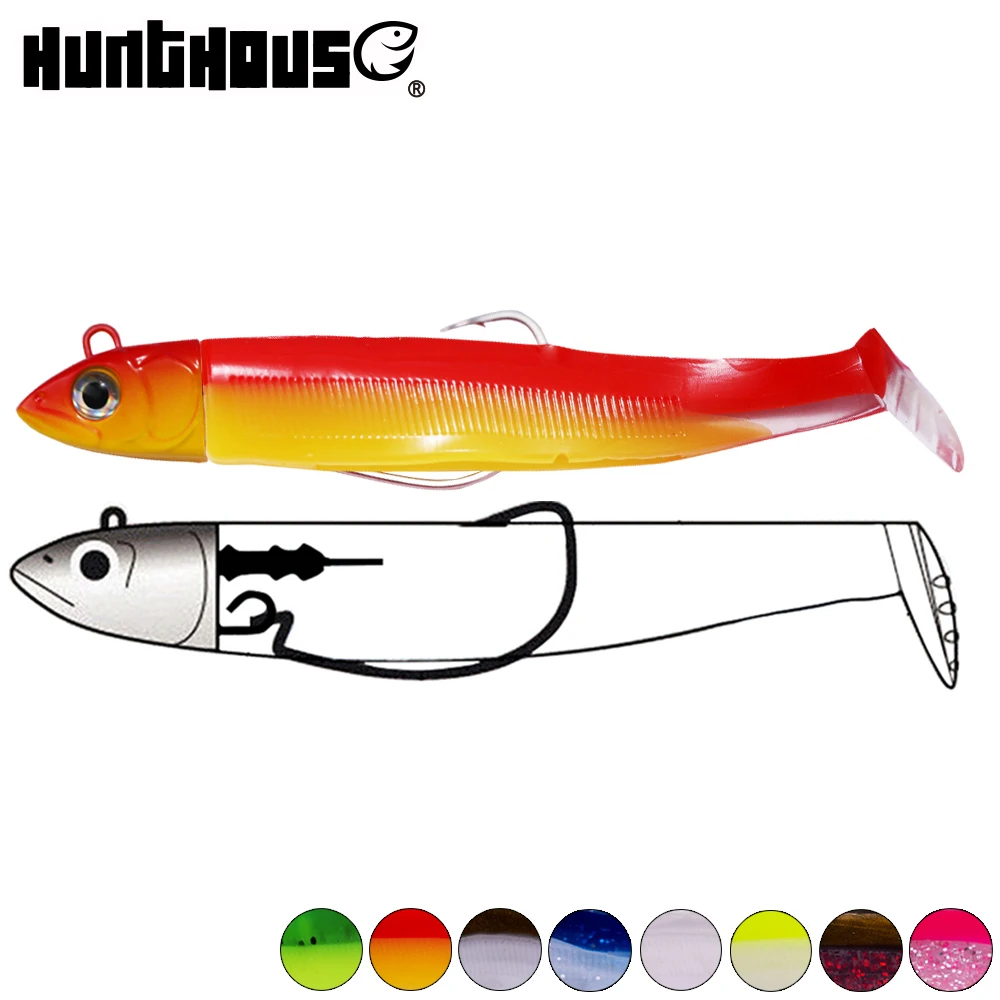 Hunthouse الأسود أسماك 100 مللي متر 25g الصيد إغراء لينة بايك إغراء الرصاص تهزهز الطعم roofvissen kunstaas باس الصيد leurre souple شاد