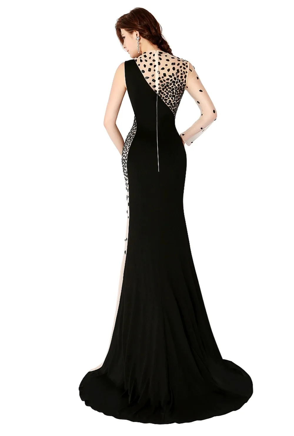 Длинное Черное вечернее платье, платье русалки на одно плечо, стразы, элегантные вечерние платья, сексуальные, украшенные бисером, контрастные цвета