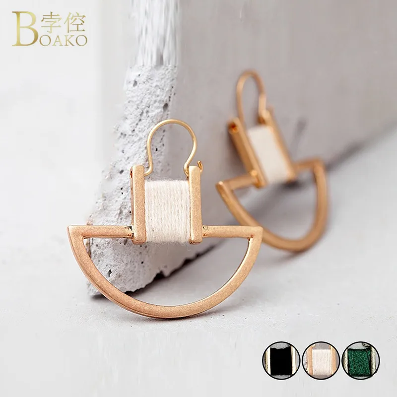 

BOAKO Korean Style Womens Drop Dangle Earrings Statement Earrings 2019 Fashion Metal Wire Wrapped Hollow Metal Earrings brincos