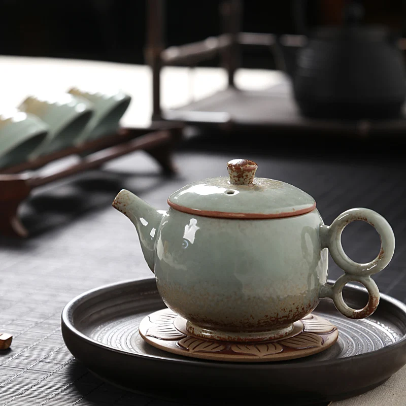 200 мл, японский чайник, керамическая керамика с одной стороны, чайник с деревянной ручкой, чайный набор кунг-фу, кофейник, 7/9 отверстий, пуэр, чайник