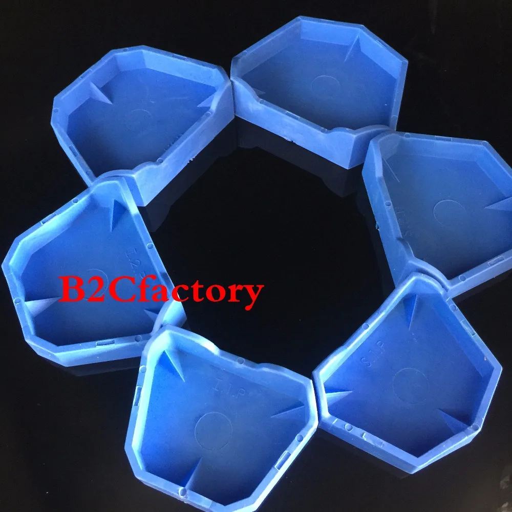 

6pcs Dental Lab Plaster Model Base With Notches Former Molds Tray Dentist Tool Blue Large Small Medium 3 size