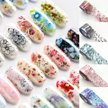 16 листов/набор, цветы, фольга для ногтей, набор, переводная бумага, дизайн, цветок, дизайн ногтей, фольга, наклейки, Цветочные татуировки, наклейки для ногтей