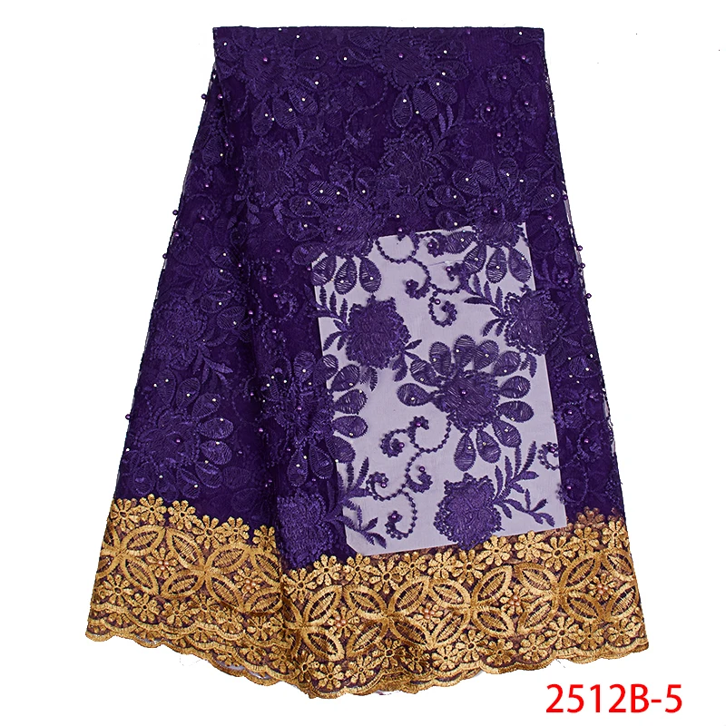 Африканская кружевная ткань французский Тюль кружевная ткань высокого качества вышитые нигерийские кружевные ткани для женского платья KS2512B-1
