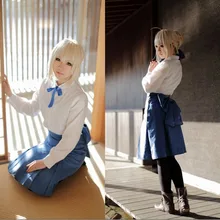 Fate/stay night Saber Fate/Zero Altria Pendragon Cosplay Lolita Uniforme Escolar Muchachas Ocasionales Outwear