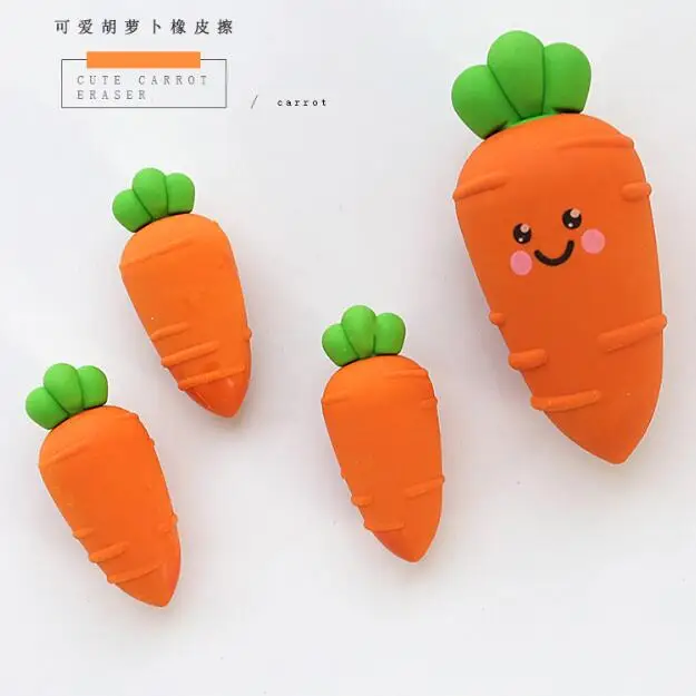 3 шт./упак. Kawaii для фруктов моркови ластик карандаш резиновый офисный и