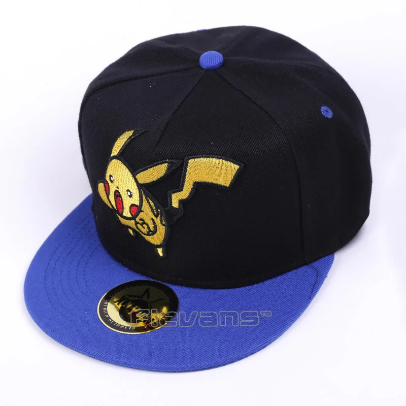 

Fashion New Baseball Caps Pikachu Cosplay Snapback Cap Adult Women Men Hip-Hop Flat Sun Hat