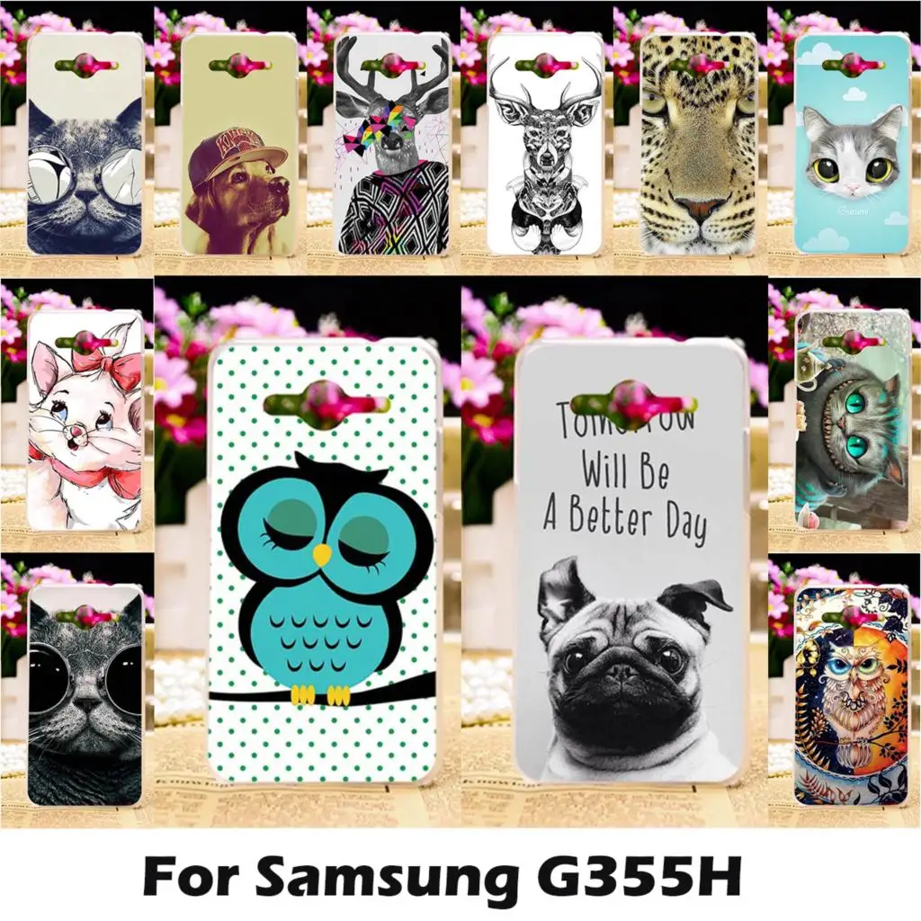 

Ojeleye Mobile Phone Cases For Samsung Galaxy Core II G355H G355M Galaxy Core 2 Core2 Cover Bumper TPU Animal Painting Bags