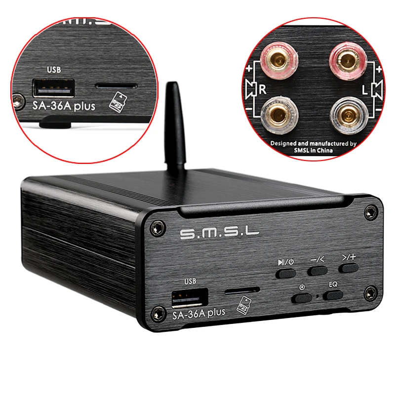 SMSL SA-36A Plus 30 Вт TPA3118 Класс d Bluetooth AUX Hi-Fi цифровой усилитель мощности Bluetooth/USB/AUX/TF карта/U дисковый вход