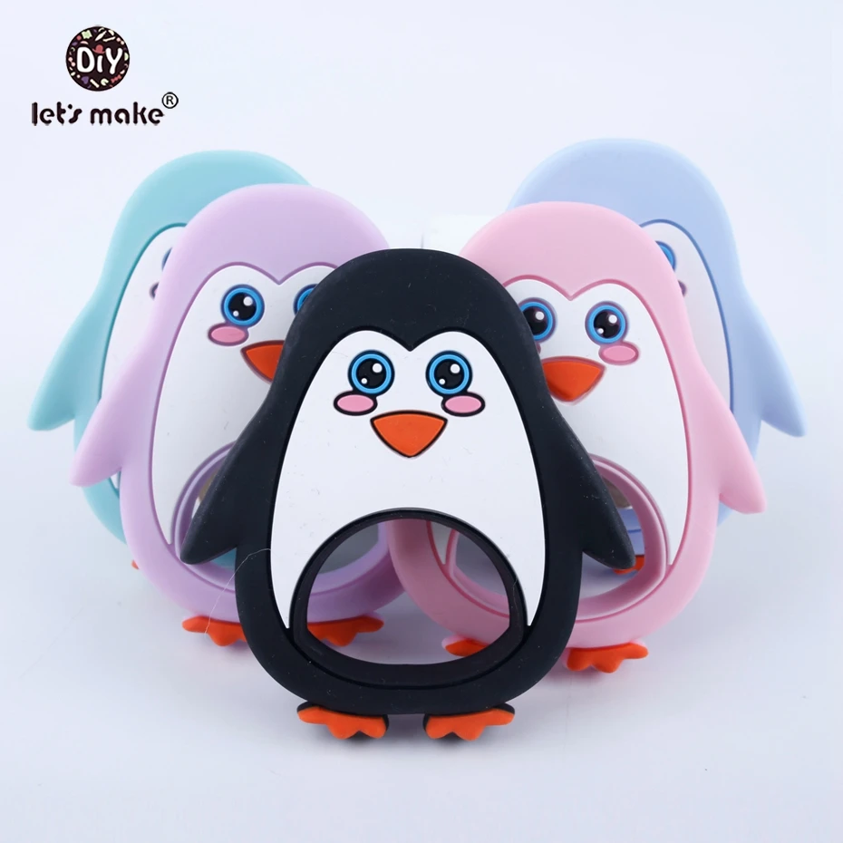 Let's make 10 pieces/lot Silicone Penguin Teether Foode Grade Baby