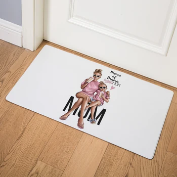 

Vogue Mom Lover Baby Door Mat Kitchen Bathroom Non-slip Floor Mats 46*76cm PVC Leather Decor Fashion Cartoon Super Family Rugs