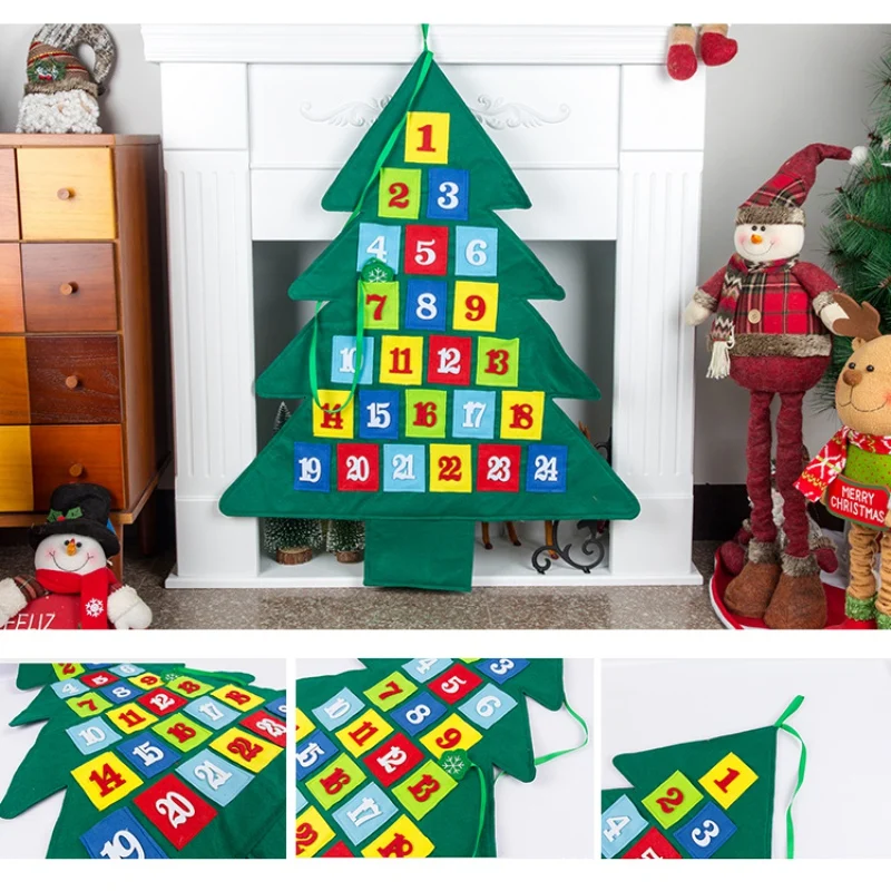 

2020 New Year Santa Claus Christmas Advent Calendar Countdown Home Party Shop Decoration Wall Hanging Velvet Calender Gifts