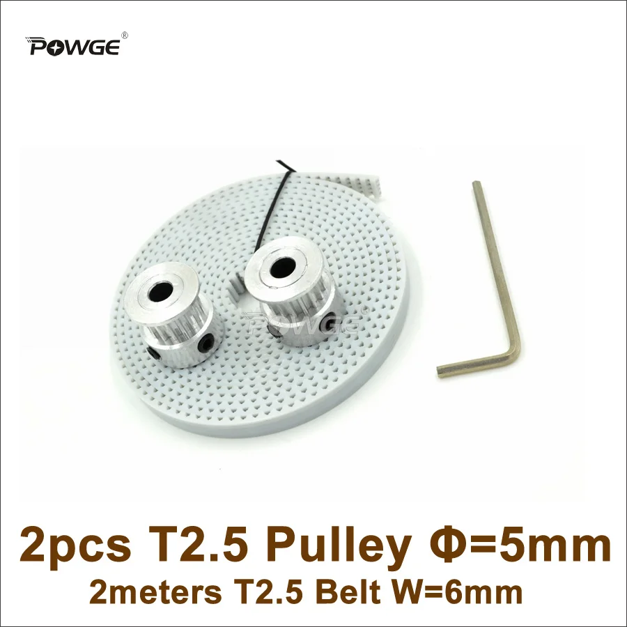 Шкив ГРМ POWGE 2 шт. 16 зубьев T2.5 отверстие 5/6/6 35/8 + метра PU открытый ремень W = 6 мм для 3D