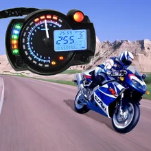 Абсолютно синий Универсальный мотоцикл ЖК-цифровой спидометр одометр тахометр