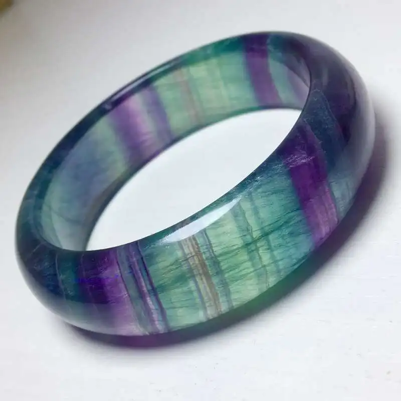

Top Quality Natural Colorful Fluorite Crystal Rainbow Bangle Bracelet Inner Diameter 56mm Healing Gift Stone AAAAA Certificate