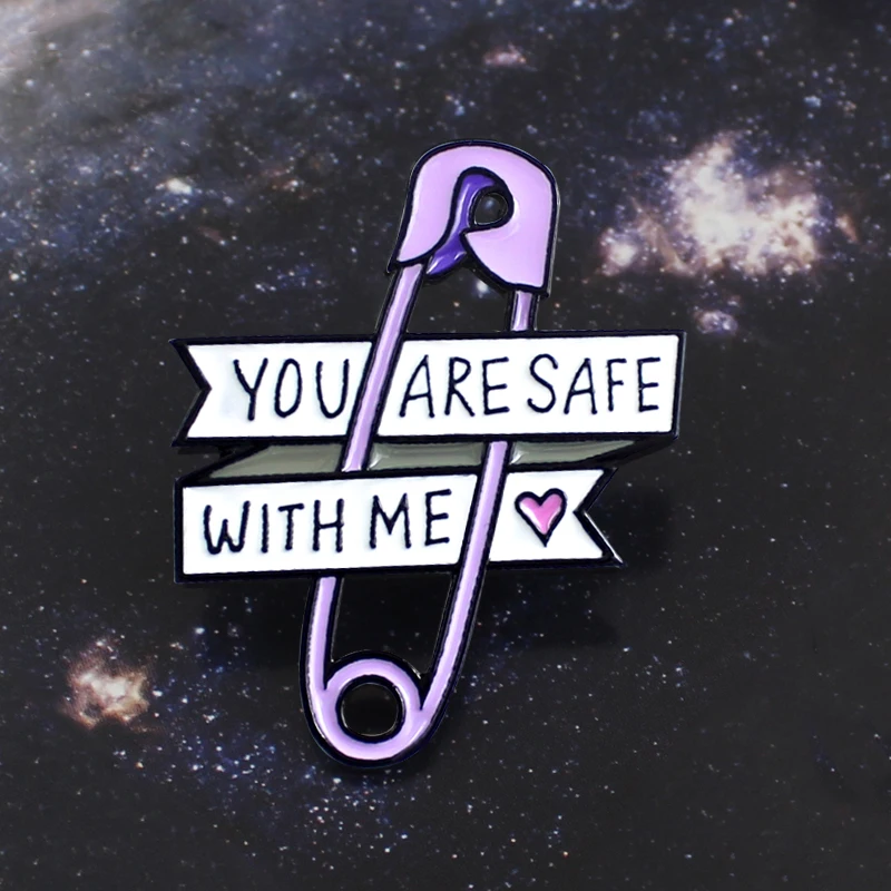 Вы безопасны мне фиолетовый брошь с иконкой металлический штырь для малышей милый подарок pin секс аксессуар значок "булавка"