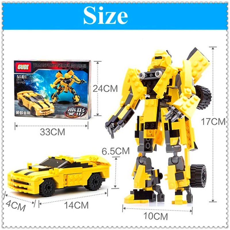 

GUDI 8711 221Pcs 2 In 1 Transform Robot Bumblebee Building Block Brinquedos DIY Toys For Children Compatible Legoe