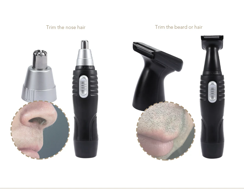 2 в 1 Электрический триммер для носа машинка для стрижки водонепроницаемый бритье, удаление волос 3D вращающееся лезвие безопасный для ухода за лицом для бритья Триммер