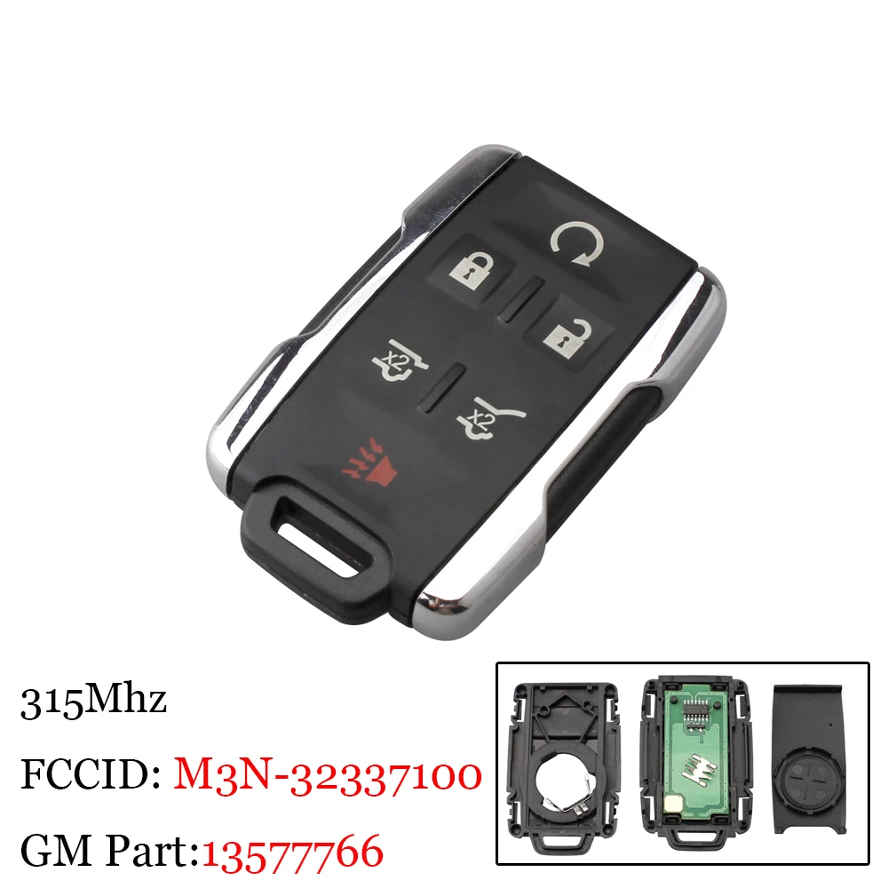 

315Mhz Smart Remote Key Keyless Fob For Chevy Tahoe Suburban M3N-32337100 6Buttons For GMC Yukon XL 2015-2018 Remote Car key