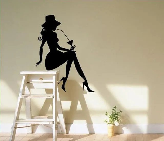 Hot Sexy Women Portrait Wall Stickers Home Decor Beauty Salon Sitting