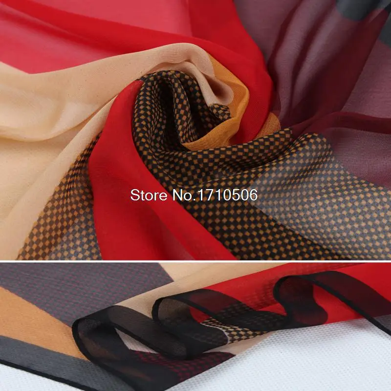 Новое поступление весна и осень женский шифоновый шарф полиэстер геометрический узор дизайн длинный мягкий Шелковый платок 004