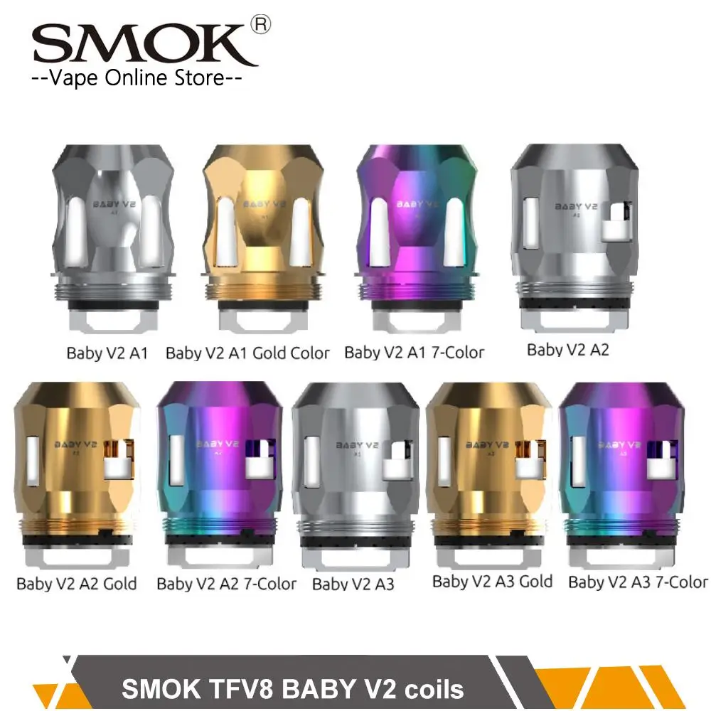 

3pcs/lot Original SMOK TFV8 baby V2 coils Electronic cigarette coils TFV8 baby V2 A1 A2 A3 coils fit SMOK TFV8 baby V2 tank