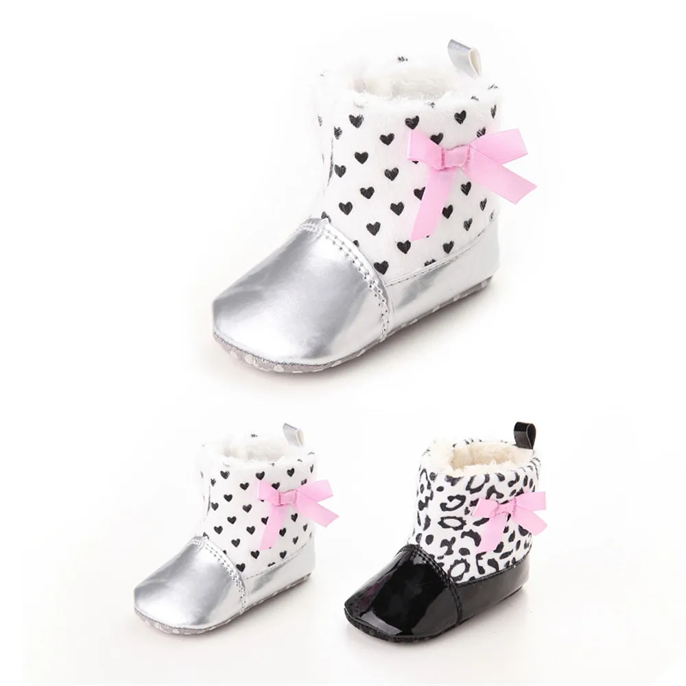 2016 New Arrival Sweet Heart Princess Baby Boots Bow Kids Girls Soft