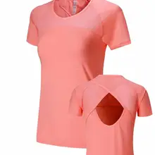 Летний спортивный топ фитнес женские рубашки для иоги Быстросохнущий стрейчевый облегающий бег футболки спортивные майки Йога Женская тренировочная одежда