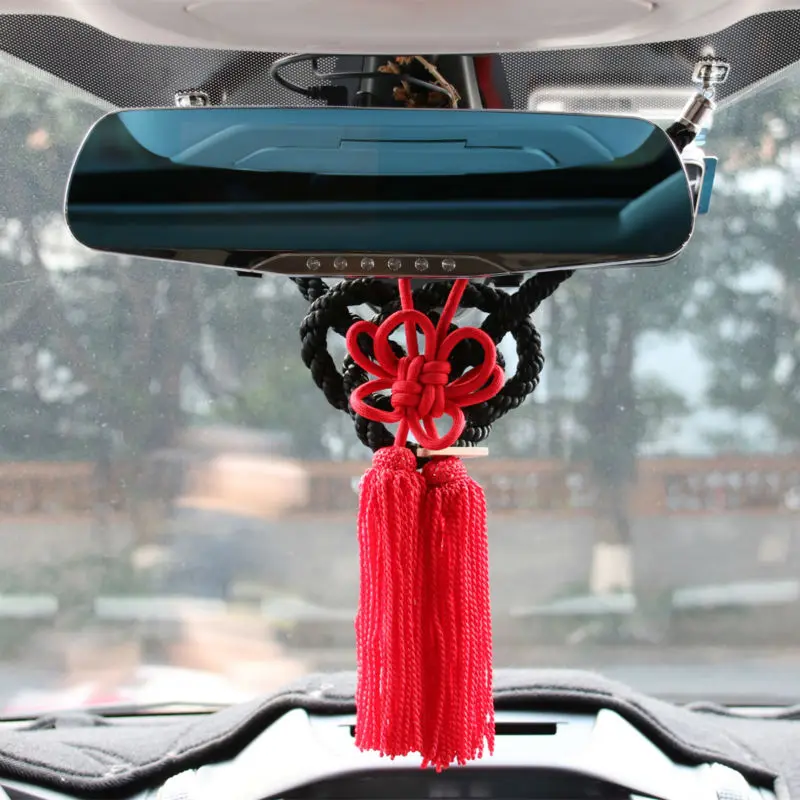 JP соединительная планка производство KIN TSUNA веревка FUSA KIKU узлы для автомобиля зеркало заднего вида украшения черный белый китайский талисман талисманы