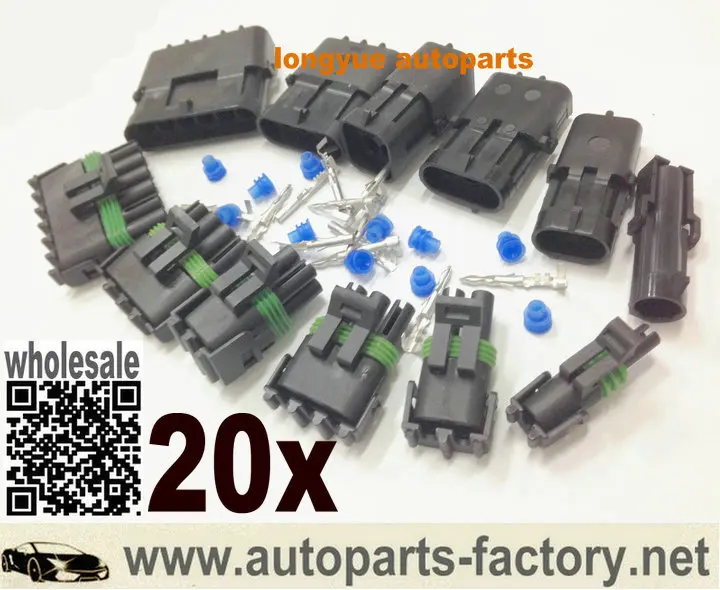 

longyue 20set 1-6Pin WeatherPack Sealed Wiring Connector Kit Come With Terminals And Seals NEW