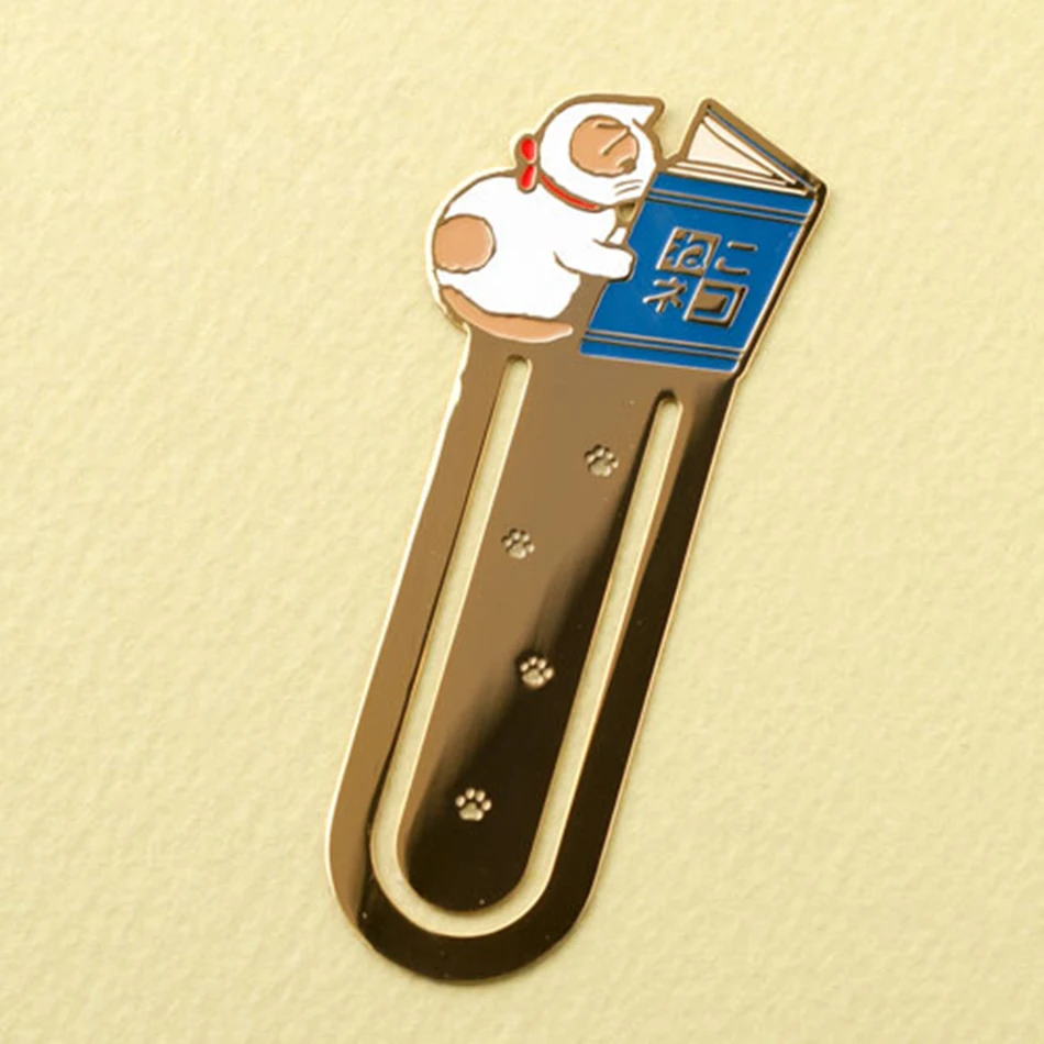 Metal Cute cat bookmark planner paper clip material escolar bookmarks for book stationery school supplies