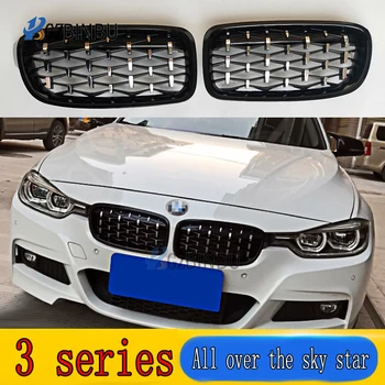 

A Pair Front Kidney Grille For BMW New 3 Series F30 F35 2011-2019 Diamond Grille Meteor Style Front Bumper Grill Car Styling