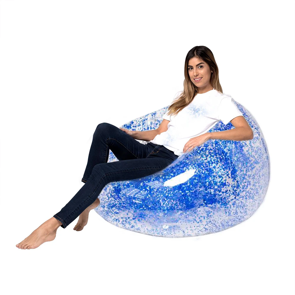 

3 Colors 100cm Inflatable Sofa Colorful Glitters Air Mattress Beach Lounger Lazy Sleeping Bag Adult Children Pool Toys Air Sofa