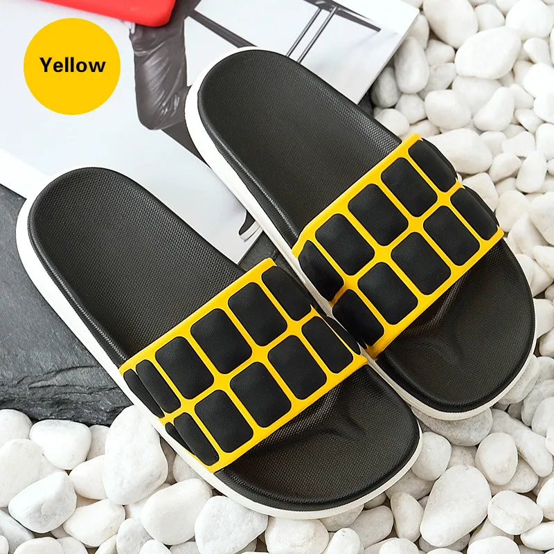 

2019 fashion summer shoes men home couple slippers anti-slip wear-resistant all black sandals men bath slippers breathable 37-45