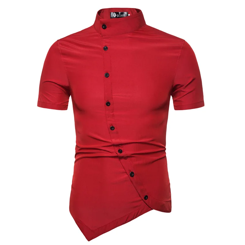 

Men Shirts Europe Size New Arrivals Slim Fit Male Shirt Solid Asymmetry Long Sleeve British Style Cotton Men's Shirt