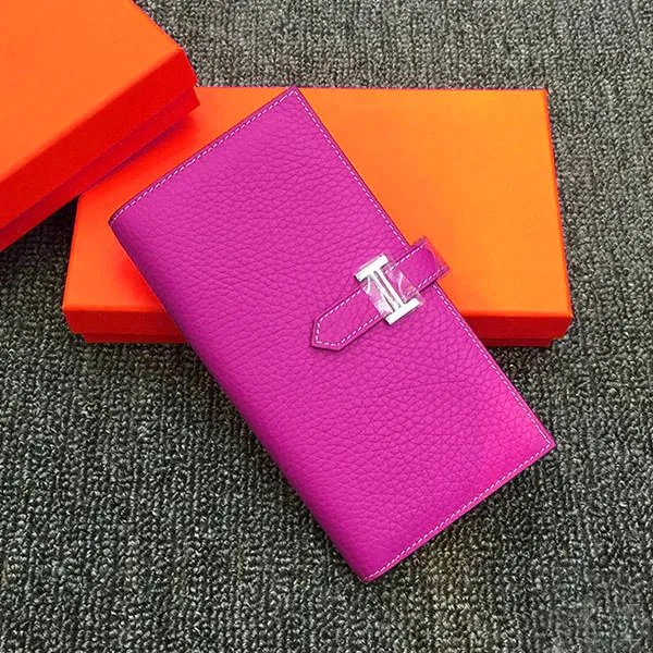 Модный кожаный кошелек, цена в долларах, роскошные кошельки, женские кошельки, дизайнерские, высокое качество, держатель для карт, известный бренд, клатч - Цвет: Purple-Red