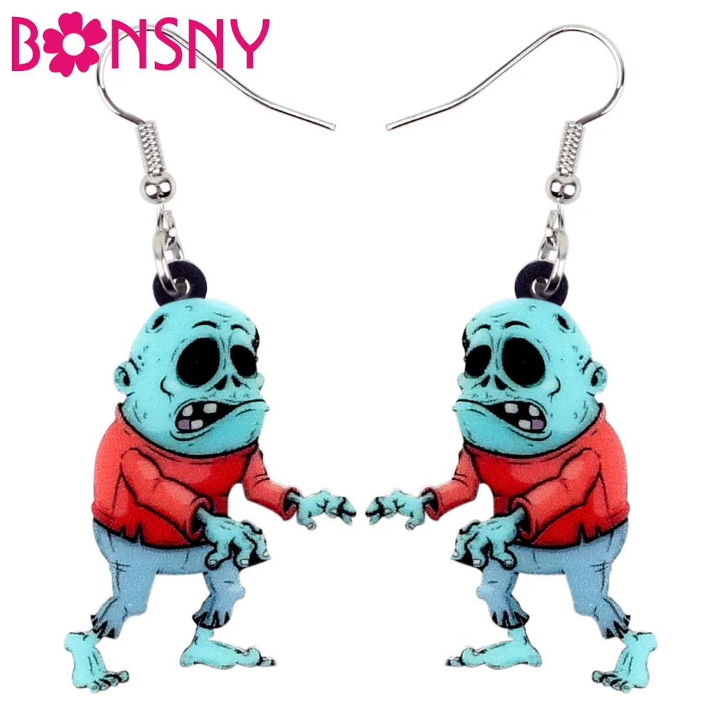 

Bonsny Acrylic Halloween Walking Zombie Earrings Drop Dangle Cartoon Game Jewelry For Women Girls Teens Party Charms Wholesale