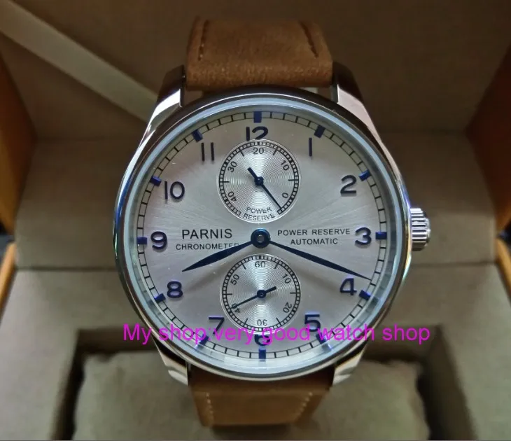 

43MM PARNIS Automatic Self-Wind mechanical movement Silvery-white dial men's watch power reserve Mechanical watches DFGD171a