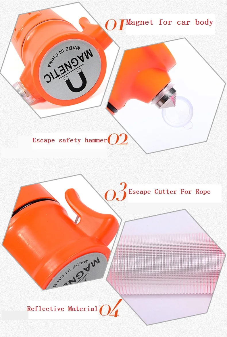 5in1 Multifunction Safety Broken Windows Hammer Traffic Baton