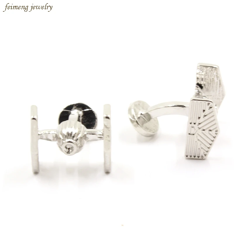 

2016 Star Wars 7 The Force Awakens Cuff Links Star Wars Tie Fighter Brand Cuff Buttons Silver Plated Metal Cufflinks For Mens