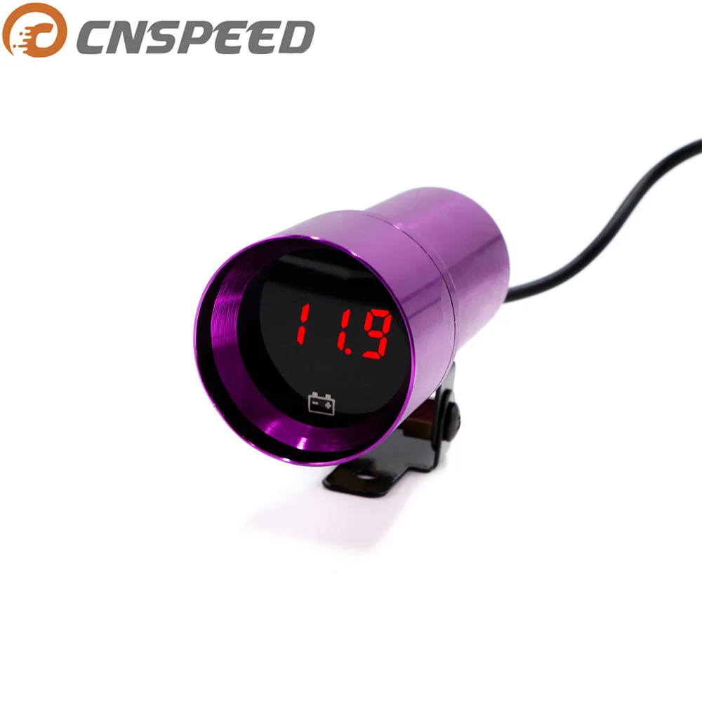 

CNSPEED 37mm Smoke Digital Auto Volt Gauge Car Volt Meter Universal Red Led Voltage Voltmeter Mini Purple YC100146-PL